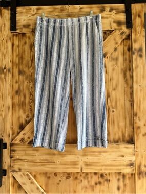 Woman’s Blue and White Striped Casual Pants